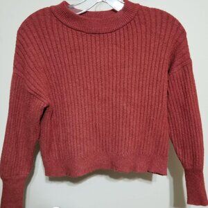 POOF New York sweater, Cropped, Burnt orange, Size Small Mock Turtleneck